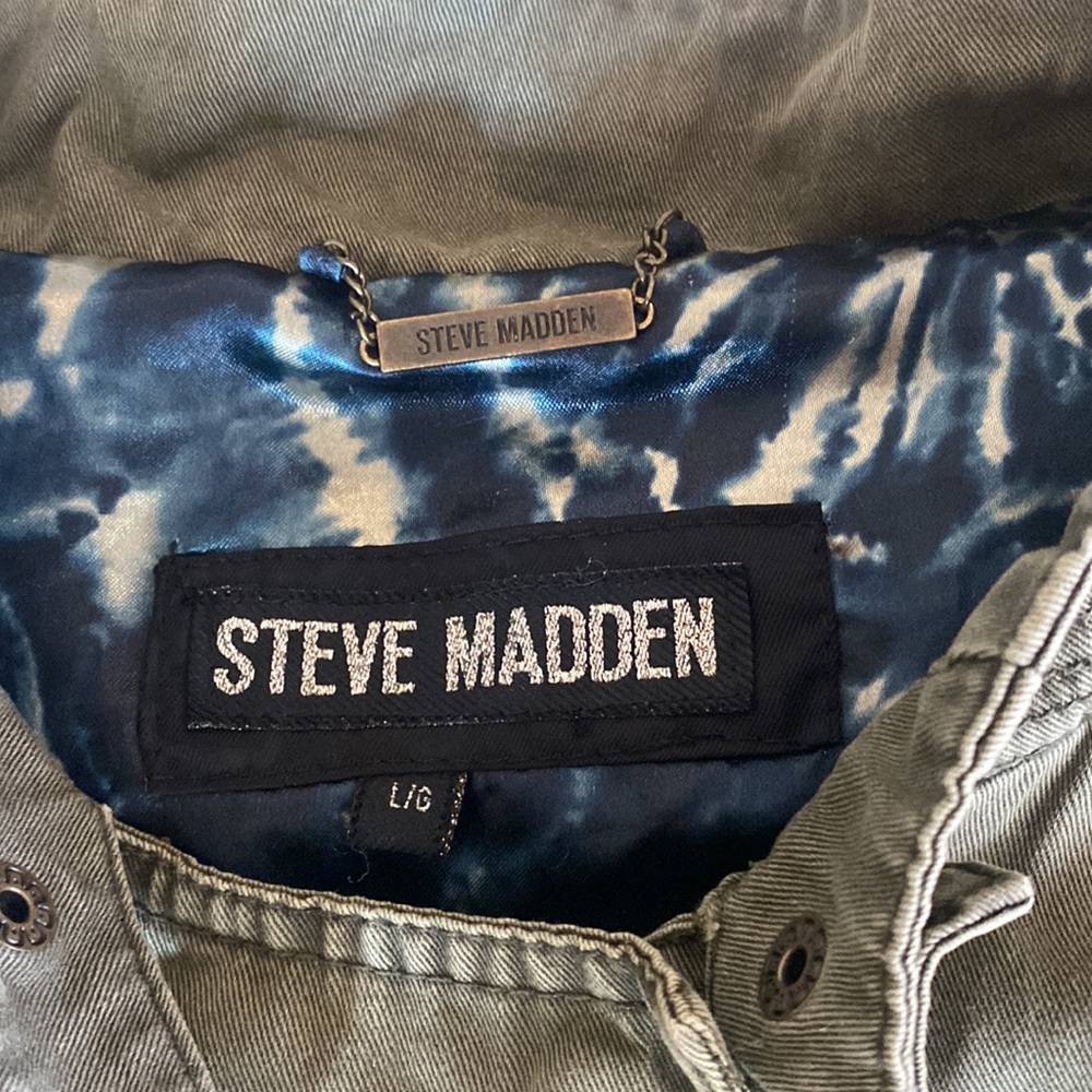 Steve Madden utility jacket army green EUC snap closure, waist cinch.  Large - Picture 8 of 8